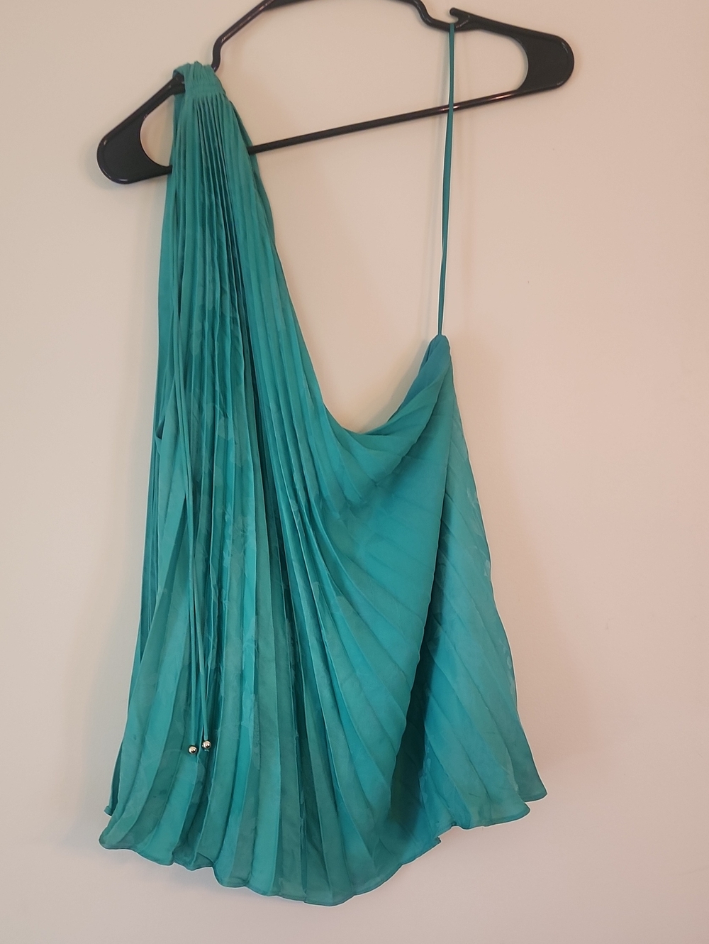 Banana Republic Teal Pleated One-Shoulder Blouse